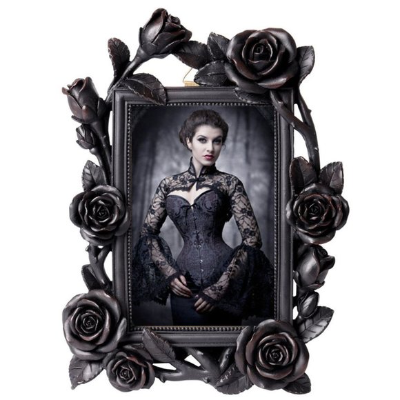 Alchemy Gothic Rose & Vine Black Resin Photo Frame 6x4" New in Box - Picture 1 of 5
